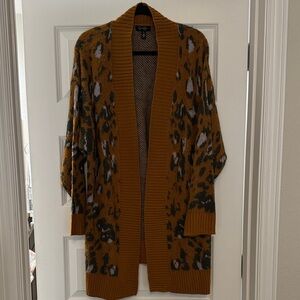Jessica Simpson Mustard Leopard Print Open Cardigan